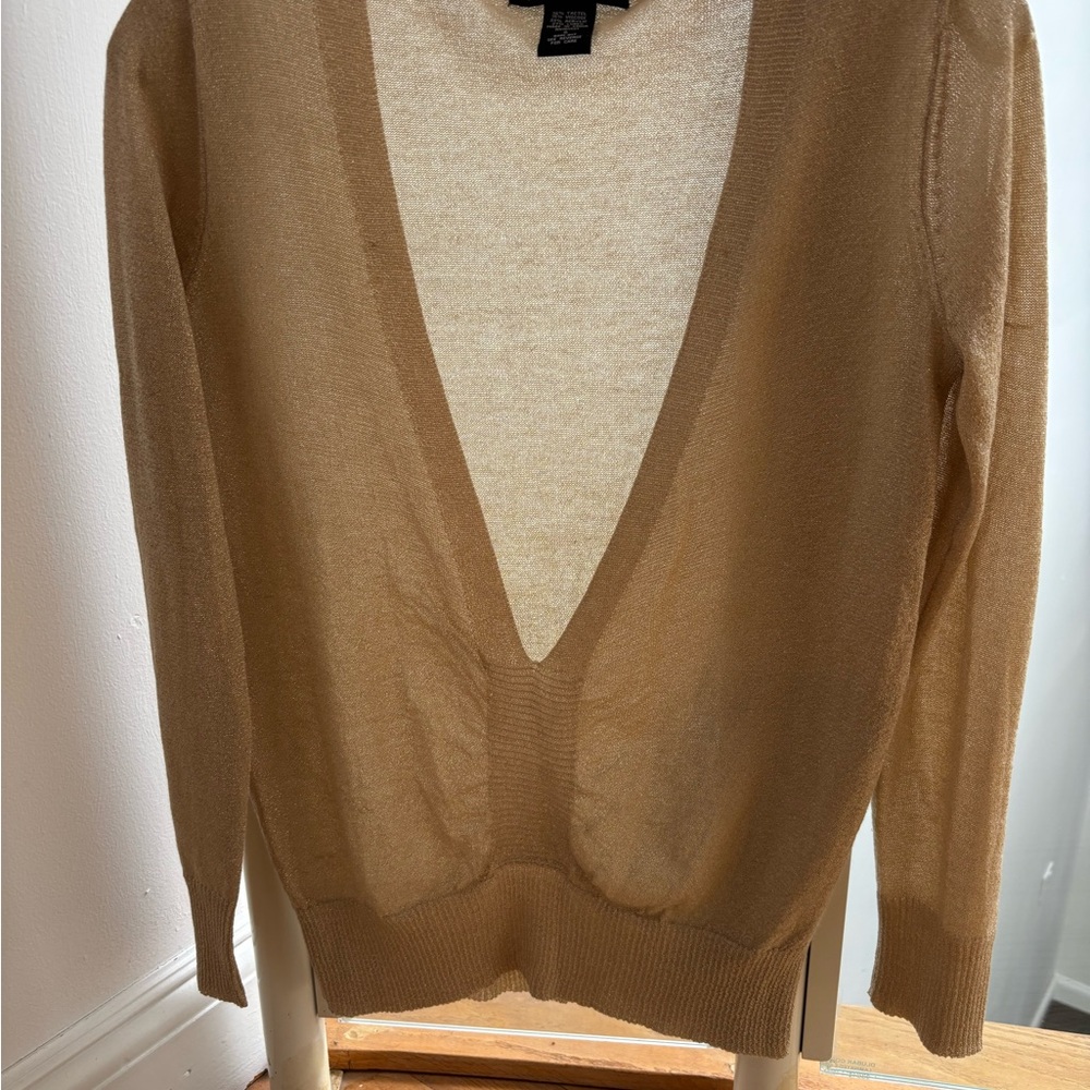 Elegant Tan V-Neck Sweater